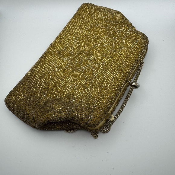 Two Vintage Seed Bead Gold And Silver Small Purse - Clutch Bags Handmade - Picture 10 of 11